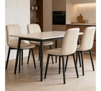 LLNWDNB Juego de 2 Sillas de Comedor Tapizadas Sillas de Cocina Modernas con Patas Metálicas Respaldo Medio Envuelto Silla de Restaurante para Oficina, Comedor, Cocina C,4PCS