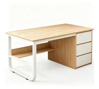 LLNWDNB Mesa de Ordenador para Oficina Mesa Escritorio de Madera Estructura Metal con 3 Cajones Estación Trabajo para Teletrabajo, Estudio, Dormitorio, Oficina En Casa A,120CM