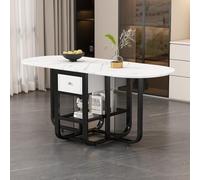 LLODERY Mesa de comedor plegable portátil de 160 x 70 x 75 cm para 4-7 personas, mesa de salón o cocina con cajones y estantes, mesa convertible en 3 formas, para cocina/salón (blanco y negro)