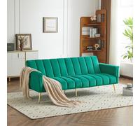 LLODERY Sofá cama plegable con función de dormir, sofá cama con respaldo ajustable y reposabrazos, sofá cama pequeño ideal para salón, dormitorio, cine en casa, terciopelo (verde)