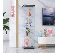 LLODERY vitrina vertical de cristal 166 x 43 x 38 cm, vitrina de cuatro niveles con tres particiones de cristal, mueble de esquina con cerradura de puerta, para colecciones, vino, adecuado para sala