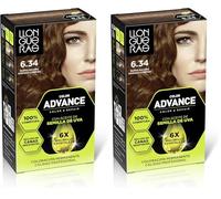 Llongueras Color Advance Tinte Pelo Mujer Coloración Permanente 100% Cobertura Incluso En Canas Resistentes - Tono 6.34 Rubio Oscuro Dorado Cobrizo (Paquete de 2)