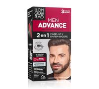 Llongueras Men Advance, Crema Colorante Cabello/Barba-Bigote 3 Castaño Osc. | Coloración Masculina, Para Cabello y Barba-Bigote, con Aceite de Jojoba, Nutre e Hidrata, Acabado Natural en 5 Minutos.