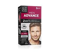 Llongueras - Men Advance, Gel Crema Colorante 2 en 1, para Cabello y Barba-Bigote, con Aceite de Jojoba, Coloración Masculina, Nutre e Hidrata, Acabado Natural en 5 Minutos, Tono 5, Castaño Claro