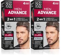 Llongueras - Men Advance, Gel Crema Colorante 2 en 1, para Cabello y Barba-Bigote, con Aceite de Jojoba, Coloración Masculina, Nutre e Hidrata, Acabado Natural en 5 Minutos, Tono 4, Castaño Natural
