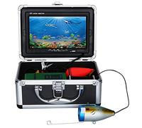 LLOOPK Buscador de Peces, 7 "LCD 100 0TVL Kit de cámara Video Pesca bajo el Agua 12 PCS LED Lámpara infrarroja/Blanca Luces Video Fish Finder Lake Pescado Submarino(IR LED 10M Cable)