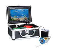 LLOOPK Buscador de Peces, Kit de videocámaras Pesca 7 "Pulgadas Pulgada 1000tvl 12 PCS LED Lámpara infrarroja Luces Video Fish Finder Lake bajo Agua Peces(White LED 10M Cable)