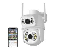 LLOOPK Cámara de Seguridad, 4K 8MP Visión Nocturna Exterior Pantalla Dual PTZ cámara de vigilancia IP cámara de detección Humana 4MP protección de Seguridad CCTV(8MP with 32G Card)