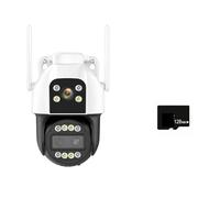 LLOOPK Cámara de Seguridad, Cámara IP con Tarjeta SIM 4G, 4K HD, Zoom 10X, cámara PTZ con, Tres Lentes, Pantalla Dual, cámara de Seguridad 2K, Seguimiento automático, vigilancia P2P(4K WiFi Add 128G)