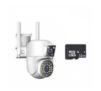 LLOOPK Cámara de Seguridad, IP 360 Home App 8MP 4K Security Camera 4 Lens 10X Zoom 3 Screens PTZ Camera Two Way Audio Auto Tracking Color Night Vision(2 Lens Add 32G Card)