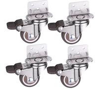 LLOOPK Ruedas giratorias, Ruedas giratorias 4 Uds Muebles for Cama Rueda Universal Mesa de 2 Pulgadas Silla Plataforma giratoria pequeña móvil for Hardware del hogar(4 Brake Wheels,1.0 Inch)