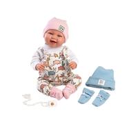 Llorens 1018481 Tina-Tino - Muñeca de bebé con Ojos Azules y Cuerpo Suave, Incluye Ropa de Cambio, Chupete y Cadena para Chupete, 44 cm