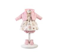 Llorens 1025996 Ropa para muñecas de 33 cm, juego de vestidos con vestido de oso blanco y chaqueta de punto rosa, traje de muñeca, accesorios para muñecas