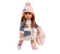 Llorens Muñeca Nicole 1053555 con Pelo Rojo y Ojos Azules, con Cuerpo Suave, Incluye Traje Moderno y Chaleco de Peluche de 35 cm