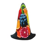 LLOTPQ Capa con capucha de Halloween - Bata unisex con estampado de frutas y arcoíris para Navidad, Víspera de Todos los Santos, bruja