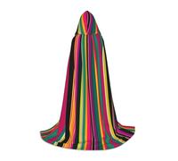 LLOTPQ Capa con capucha de Halloween, bata unisex con estampado de rayas de colores arcoíris para Navidad, Víspera de Todos los Santos, bruja
