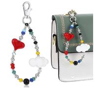 LLOUSSAK 1 llavero rojo con forma de corazón en forma de nube, bonito colgante de bolsillo para mujer, llavero asthetic, colgante de bolso para niña, bolso de mano, mochila con cremallera