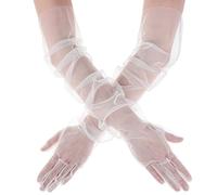 LLOUSSAK Guantes blancos de tul, guantes largos de red para mujer, guantes de tul para boda, cena, baile de graduación, juegos de rol, Color blanco., 70cm/27.5inch
