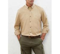 Lloyd's Camisa de manga larga lisa de hombre regular fit. Beige 2XL