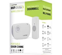 Lloytron MIP System - Kit de 3 timbres con receptor de timbre y timbre a pilas - Melodía Ding Dong - Portátil con alcance inalámbrico de 175 m True Sound - Fácil configuración B7030WH - Blanco