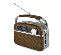 LLOYTRON Radio Bluetooth Am/FM de Estilo Vintage, portátil y Recargable, reproducción de MP3 a través de USB o Micro SD - Red eléctrica o con Pilas - N6403WD - Efecto Madera