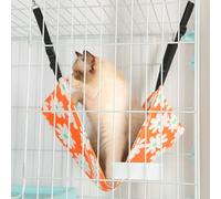 Llpsmeng Cama hamaca reversible transpirable de ratán para mascotas, conejo, ardilla, hurón, cachorro, conejo, gatito, perros pequeños (naranja, XS)