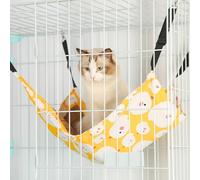 Llpsmeng Cama hamaca reversible transpirable de ratán para mascotas, conejo, ardilla, hurón, cachorro, conejo, gatito, perros pequeños (amarillo, grande)