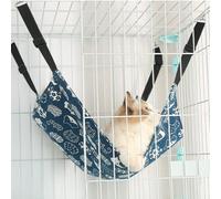 Llpsmeng Cama hamaca reversible transpirable de ratán para mascotas, conejo, ardilla, hurón, cachorro, conejo, gatito, perros pequeños (azul, grande)