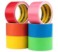 LLPT Cinta Adhesiva | 6 Rollos | 5 cm x 9 m x 11 mil | Colores Surtidos Premium Cinta Adhesiva de Tela | Incluido Azul Rosa Amarillo Verde Naranja Rojo (DT606)