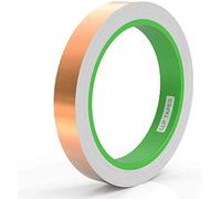 LLPT Cinta de cobre 13 mm x 10 m Cinta de lámina de cobre conductora doble para blindaje EMI Vidrieras de circuito Artesanía Slug Moss Repelente Reparación eléctrica Adhesivo fuerte (CF130)