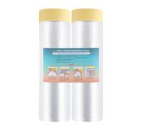 LLPT Cinta y cortina Película de enmascarar pregrabada | 150 cm (desplegada) x20 m| Cada paquete de 2| de pared automática Protección contra pulverización contra la contaminación del polvo (MFTW1502)