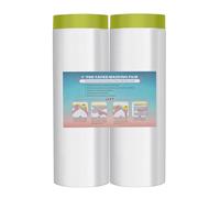 LLPT Cinta y Cortina Película de Enmascarar Pregrabada 2 Rollos 200 cm (Desplegada) x 20 m para Automática Protección Contra Pulverización Contra la Contaminación del Polvo, Washi Verde (MFTG2020)