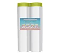 LLPT Cinta y Cortina Película de Enmascarar Pregrabada 2 Rollos 400 cm (Desplegada) x 20 m para Automática Protección Contra Pulverización Contra la Contaminación del Polvo, Washi Verde (MFTG4020)