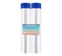 LLPT Cinta y cortina Película de enmascarar pregrabada | 400 cm (desplegada) x 20m| Cada paquete de 2 | de pared automática Protección contra pulverización contra la contaminación del polvo (MFTB4002)