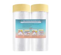 LLPT Cinta y cortina Película de enmascarar pregrabada | 90 cm (desplegada) x 20 m | Cada paquete de 2 | de pared automática Protección contra pulverización contra la contaminación del polvo (MFTW902)