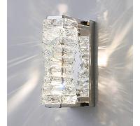 LLSZAHD 18W Tricolor Dimming Crystal Wall Sconce,Indoor Wall Fixture E14 Bathroom Wall Light with K9 Crystal Shade,Vanity Lighting Fixtures, Gold Bathroom Lights Over Mirror(Color:S - Chrome) Lofty