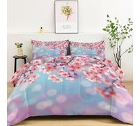 LLSZAHD Cerezos En Flor Edredón 220 x 240cm RomáNtico Impresión Edredón 4 Estaciones Suave, Cálido y Transpirable Reversible con 2 Fundas Almohada (50x75cm)