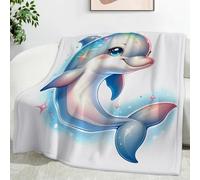 LLSZAHD Delfines Azules Manta Franela, Estrellas Patrón Transpirable Mantas 70x100cm Adecuada para Todas Las Estaciones - Suave y CóModo Manta para Adultos, Niños, Sofá, Cama, Viaje