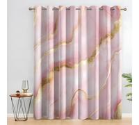 LLSZAHD Estampado de mármol Cortinas Salon Opacas Rosa Dorado 70 An x 160 Al cm 2 Piezas, con Ojales Cortinados de Sala de Estar, Decoración del Hogar