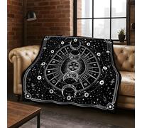 LLSZAHD Fases Lunares y Estrellas Manta Franela, Bohemio Patrón Transpirable Mantas 180x200cm Adecuada para Todas Las Estaciones, Diseño Moderno Manta para Sofá, Cama, Viaje
