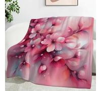 LLSZAHD Flores Rosas Manta Franela, Plantas Patrón Transpirable Mantas 180x200cm Adecuada para Todas Las Estaciones, Diseño Moderno Manta para Sofá, Cama, Viaje