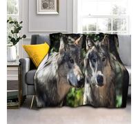LLSZAHD Lobo Gris Manta Franela, Animales Suave CóModo Transpirable Mantas 100x130cm Adecuada Todas Las Estaciones Manta para Adultos, Niños, Sofá, Cama, Viaje