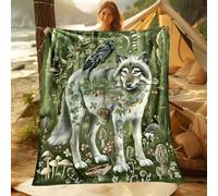 LLSZAHD Lobo Gris Manta Franela, Estilo Fantástico Natural Patrón Transpirable Mantas 130x150cm Adecuada para Todas Las Estaciones - Suave CóModo Manta para Adultos, Niños, Sofá, Cama, Viaje