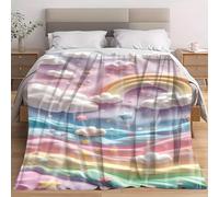 LLSZAHD Nubes y Estrellas Arcoíris Manta Franela, Estilo Onírico Patrón Transpirable Mantas 180x200cm Adecuada para Todas Las Estaciones, Diseño Moderno Manta para Sofá, Cama, Viaje