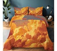 LLSZAHD Resplandor del Atardecer Edredón 200 x 200cm Naranja Impresión Edredón 4 Estaciones Suave, Cálido y Transpirable Reversible con 2 Fundas Almohada (50x75cm)