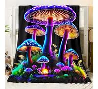 LLSZAHD Setas Brillantes Manta Franela, Bosque Encantado Patrón Transpirable Mantas 130x150cm Adecuada para Todas Las Estaciones - Suave CóModo Manta para Adultos, Niños, Sofá, Cama, Viaje