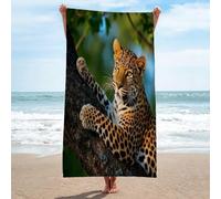 LLSZAHD Toalla de Playa Leopardo descansando en el Bosque Toalla Microfibra Grande, Toallas de Playa Suave de Secado RáPido Camping Ligera y PortáTil Toallas 80x160cm