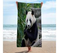 LLSZAHD Toalla de Playa Panda Comiendo bambú Toalla Microfibra Grande, Toallas de Playa Suave de Secado RáPido Camping Ligera y PortáTil Toallas 80x160cm
