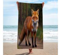 LLSZAHD Toalla de Playa Zorro Rojo de pie Toalla Microfibra Grande, Toallas de Playa Suave de Secado RáPido Camping Ligera y PortáTil Toallas 80x160cm