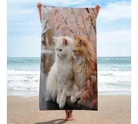 LLSZAHD Toalla Playa Dos Gatos acurrucándose Toallas de Playa SúPer Suave Toallas de Sauna Ligera Portá Til Towel para Yoga Toalla Microfibra 70x150cm